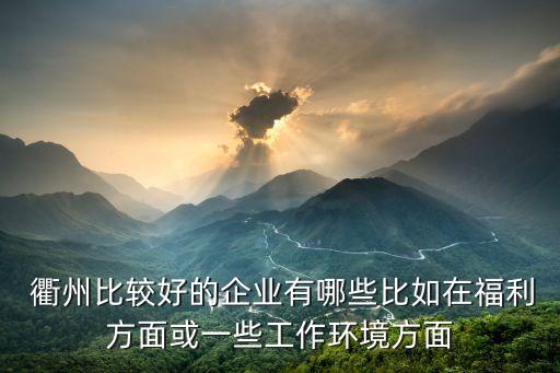  衢州比較好的企業(yè)有哪些比如在福利方面或一些工作環(huán)境方面