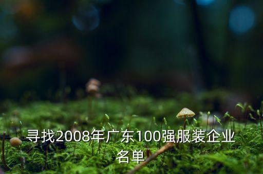 尋找2008年廣東100強服裝企業(yè)名單