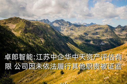 卓郎智能:江蘇中企華中天資產(chǎn)評(píng)估有限 公司因未依法履行其他職責(zé)被證監(jiān)...