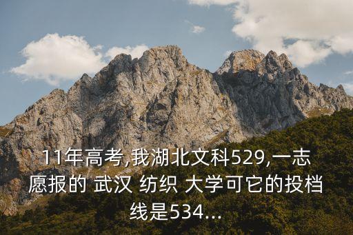 11年高考,我湖北文科529,一志愿報的 武漢 紡織 大學可它的投檔線是534...