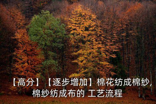 【高分】【逐步增加】棉花紡成棉紗,棉紗紡成布的 工藝流程