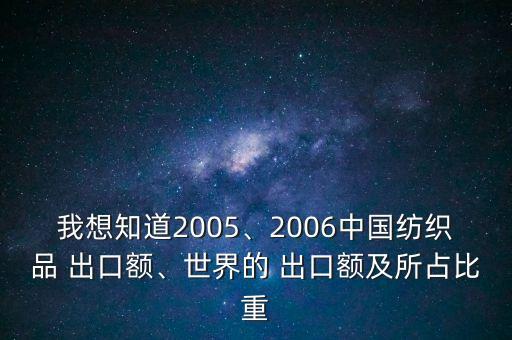我想知道2005、2006中國(guó)紡織品 出口額、世界的 出口額及所占比重