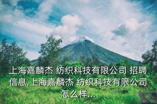 上海嘉麟杰 紡織科技有限公司 招聘信息,上海嘉麟杰 紡織科技有限公司怎么樣...