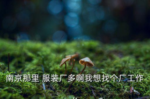南京那里 服裝廠多啊我想找個廠工作..