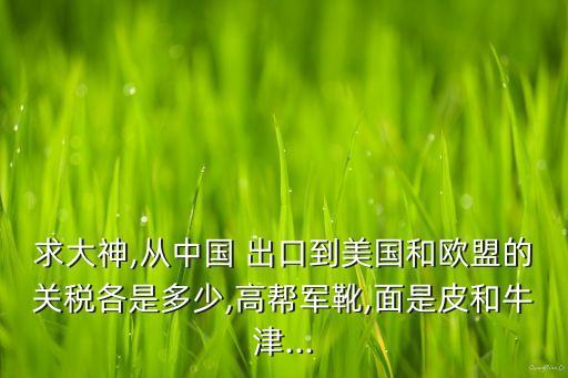 求大神,從中國(guó) 出口到美國(guó)和歐盟的關(guān)稅各是多少,高幫軍靴,面是皮和牛津...