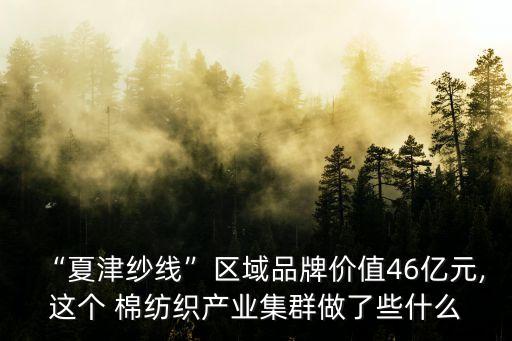 “夏津紗線”區(qū)域品牌價值46億元,這個 棉紡織產(chǎn)業(yè)集群做了些什么