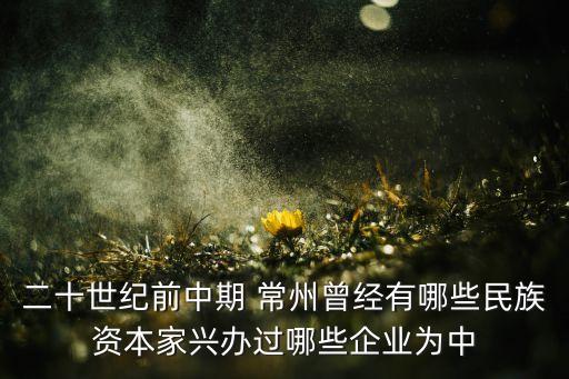 二十世紀前中期 常州曾經(jīng)有哪些民族資本家興辦過哪些企業(yè)為中