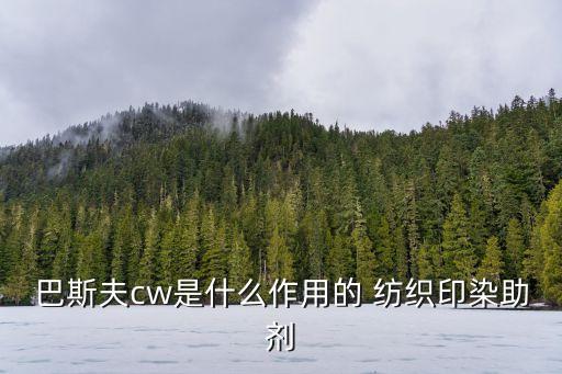 巴斯夫cw是什么作用的 紡織印染助劑