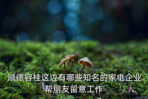  順德容桂這邊有哪些知名的家電企業(yè)幫朋友留意工作