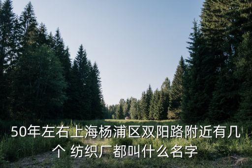 50年左右上海楊浦區(qū)雙陽路附近有幾個 紡織廠都叫什么名字
