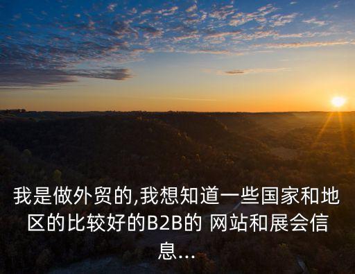 我是做外貿(mào)的,我想知道一些國家和地區(qū)的比較好的B2B的 網(wǎng)站和展會信息...