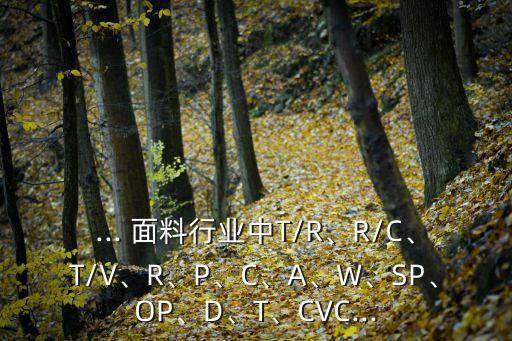 ... 面料行業(yè)中T/R、R/C、T/V、R、P、C、A、W、SP、OP、D、T、CVC...