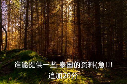 誰能提供一些 泰國的資料(急!!!追加20分