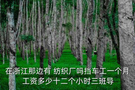 在浙江那邊有 紡織廠嗎擋車工一個月 工資多少十二個小時三班導