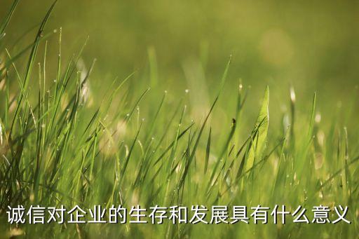 誠信對企業(yè)的生存和發(fā)展具有什么意義