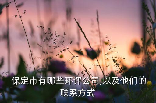  保定市有哪些環(huán)評公司,以及他們的聯(lián)系方式