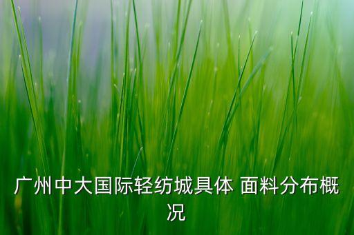 廣州中大國際輕紡城具體 面料分布概況