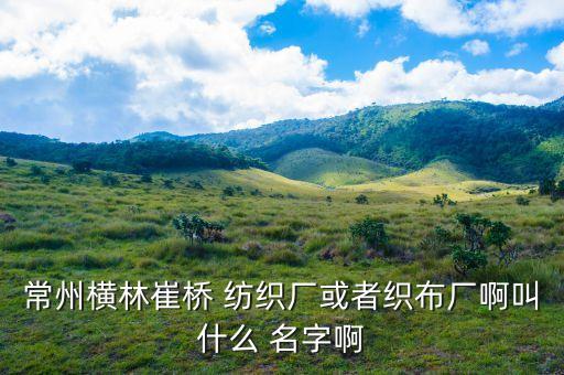常州橫林崔橋 紡織廠或者織布廠啊叫什么 名字啊