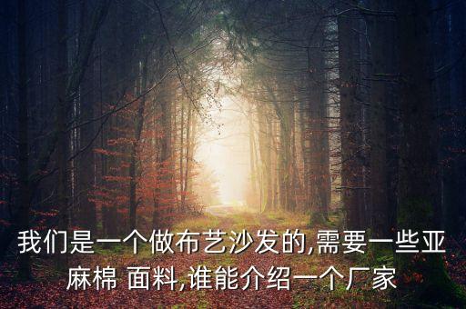 我們是一個(gè)做布藝沙發(fā)的,需要一些亞麻棉 面料,誰能介紹一個(gè)廠家