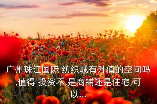 廣州珠江國際 紡織城有升值的空間嗎,值得 投資不,是商鋪還是住宅,可以...