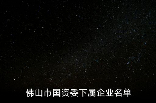  佛山市國資委下屬企業(yè)名單