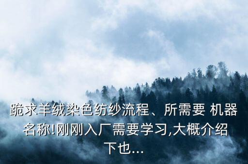 跪求羊絨染色紡紗流程、所需要 機(jī)器 名稱!剛剛?cè)霃S需要學(xué)習(xí),大概介紹下也...