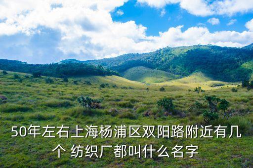 50年左右上海楊浦區(qū)雙陽路附近有幾個 紡織廠都叫什么名字