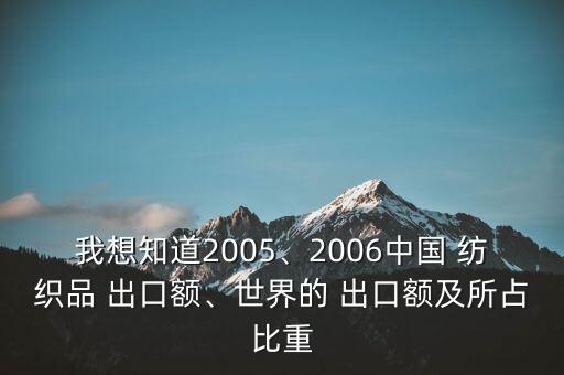 我想知道2005、2006中國 紡織品 出口額、世界的 出口額及所占比重