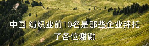 中國 紡織業(yè)前10名是那些企業(yè)拜托了各位謝謝