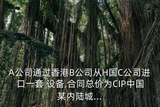 A公司通過香港B公司從H國C公司進(jìn)口一套 設(shè)備,合同總價為CIP中國某內(nèi)陸城...