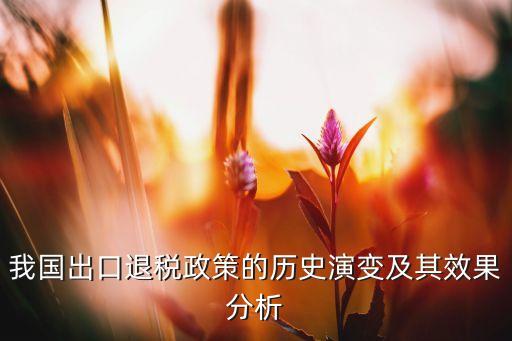 我國出口退稅政策的歷史演變及其效果分析