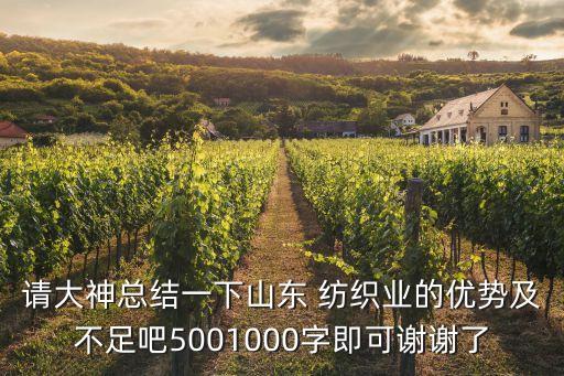 請(qǐng)大神總結(jié)一下山東 紡織業(yè)的優(yōu)勢(shì)及不足吧5001000字即可謝謝了