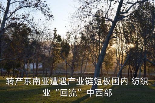 轉(zhuǎn)產(chǎn)東南亞遭遇產(chǎn)業(yè)鏈短板國內(nèi) 紡織業(yè)“回流”中西部