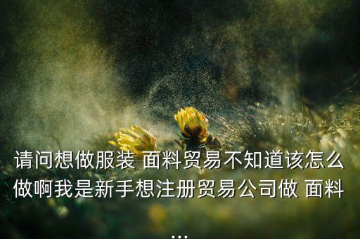 請問想做服裝 面料貿(mào)易不知道該怎么做啊我是新手想注冊貿(mào)易公司做 面料...