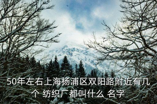 50年左右上海楊浦區(qū)雙陽路附近有幾個 紡織廠都叫什么 名字