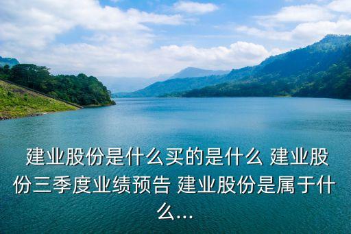  建業(yè)股份是什么買的是什么 建業(yè)股份三季度業(yè)績預(yù)告 建業(yè)股份是屬于什么...